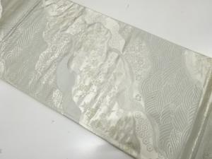 アンティーク　弥栄織物製　道長取りに草花・古典柄織り出し袋帯（材料）